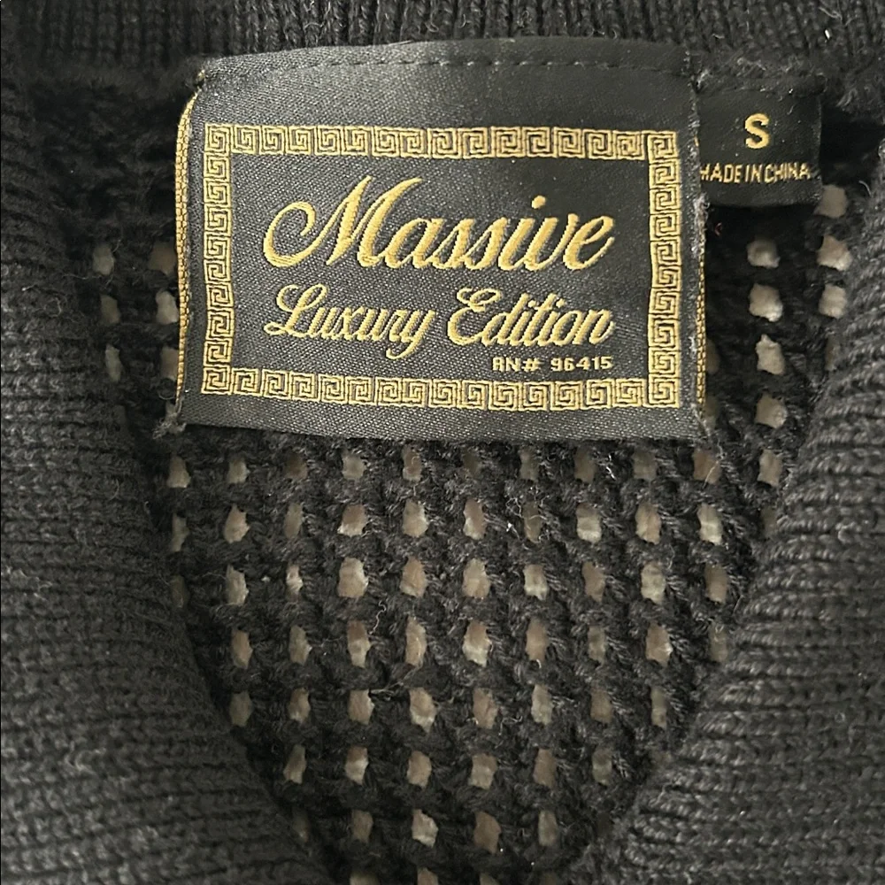 Madison Black and White Men's s/s loose weave Cardigan